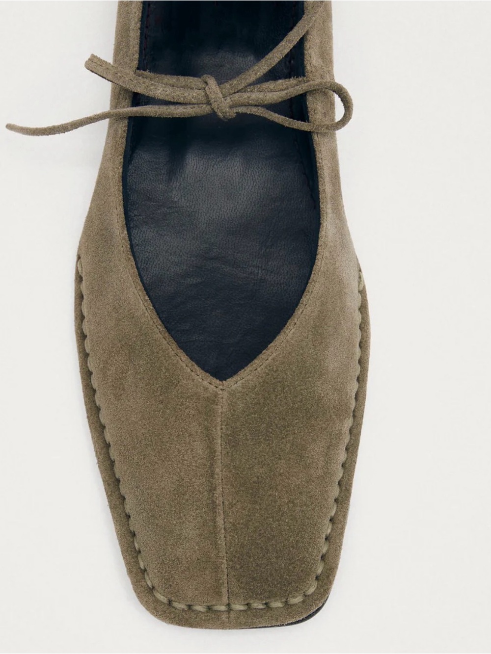 Alohas Sway Suede Khaki Leather Ballet Flats - Picture 2 of 7